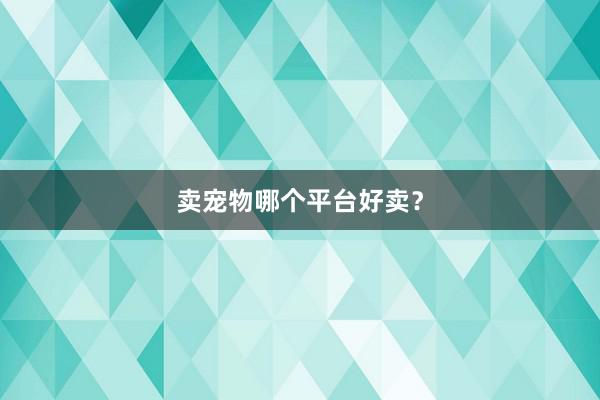 卖宠物哪个平台好卖？